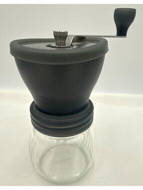 Manual Coffee Grinder Adjustable Ceramic Burr Glass Jar Stainless Steel Handle